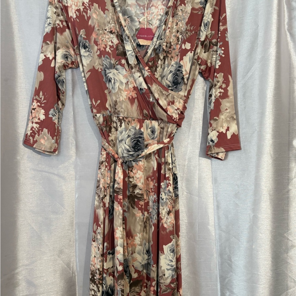 Pinkblush Floral Print Dress - Pink and Gray size 1X